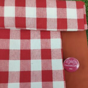 Orange and White Color Checkmate  Queen Size Bedsheet.